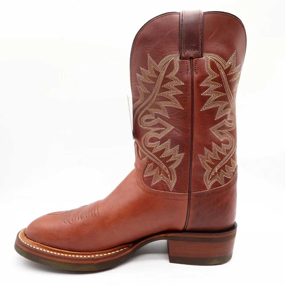Justin Vintage 90s Western Boots Mens 11 D Red Brown Leather Cowboy 1135 NIB